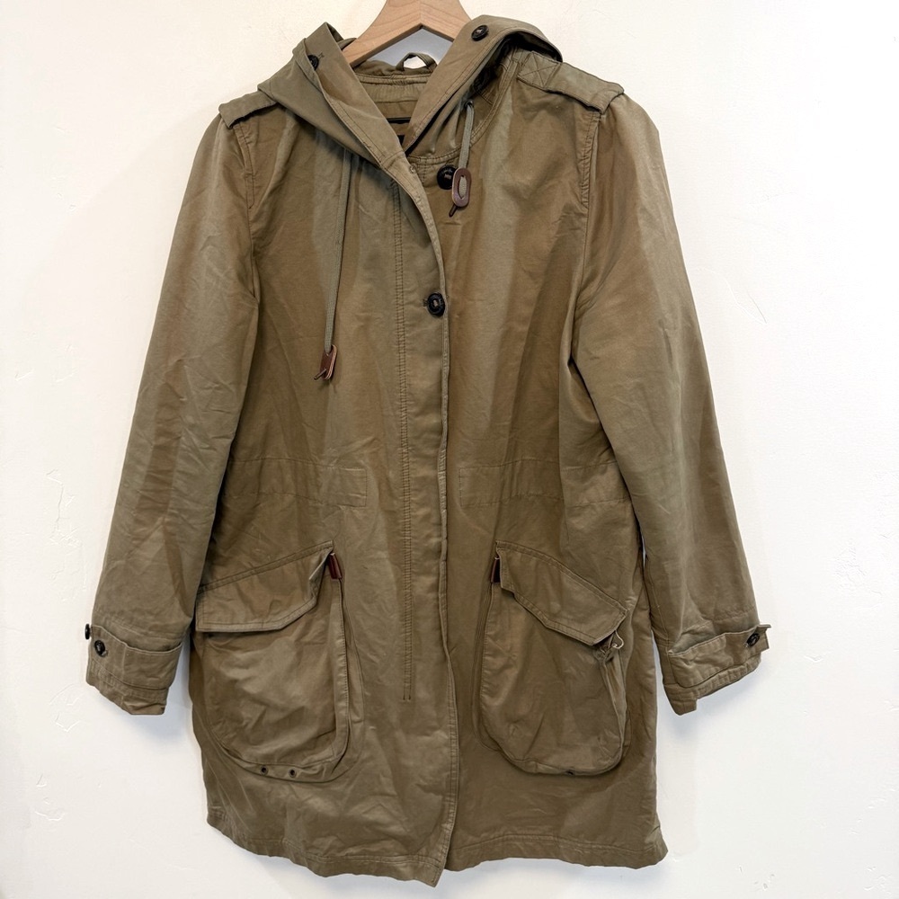 ZARA basic green hooded parka jacket